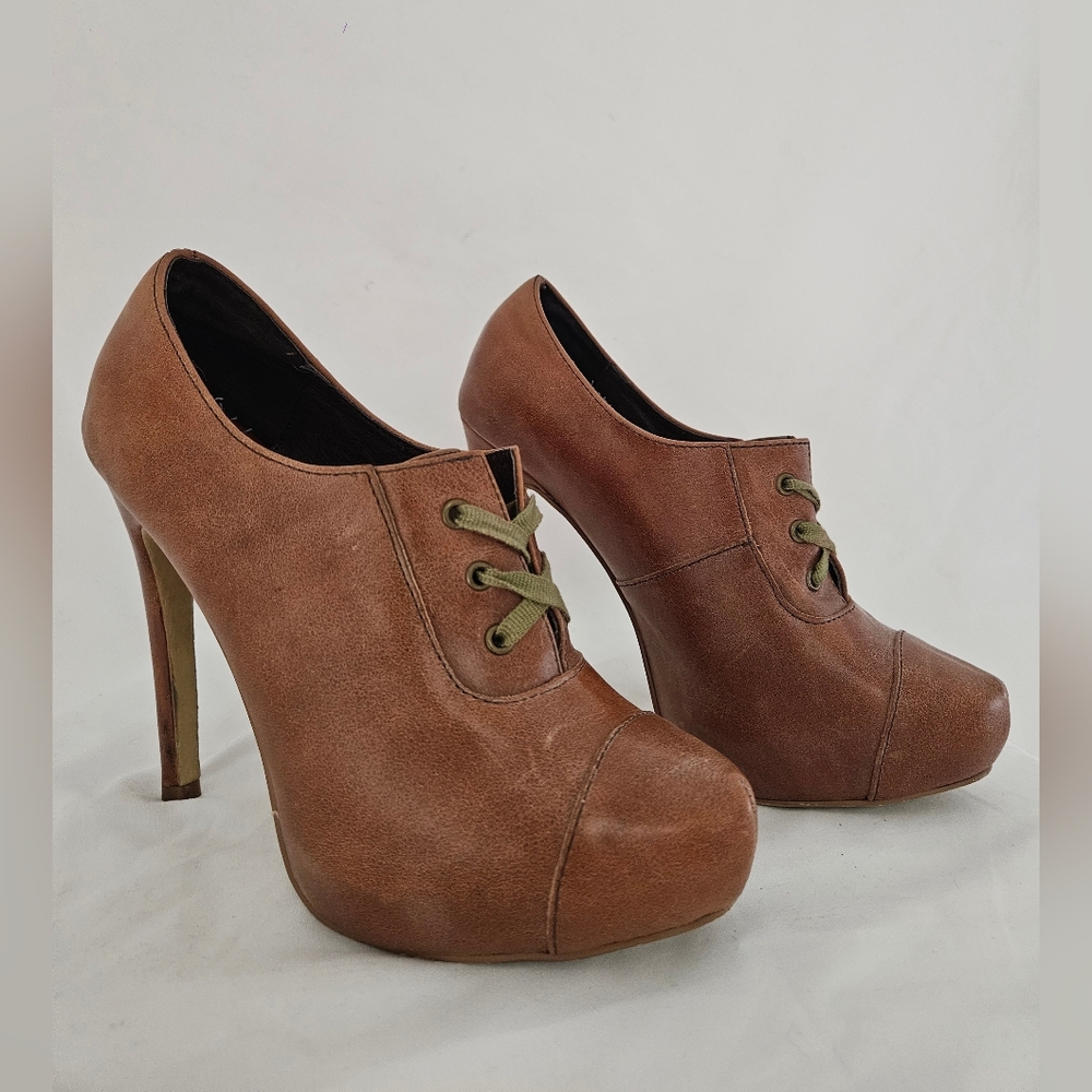 Elegant Brown High Heel Oxford Shoes